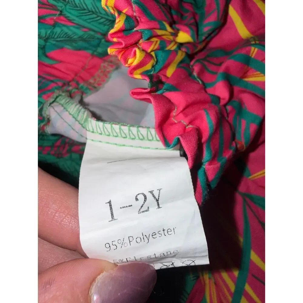 2 Tropical Summer Outfit Sets 12-24M Off Shoulder Crop Top Shorts Bundle